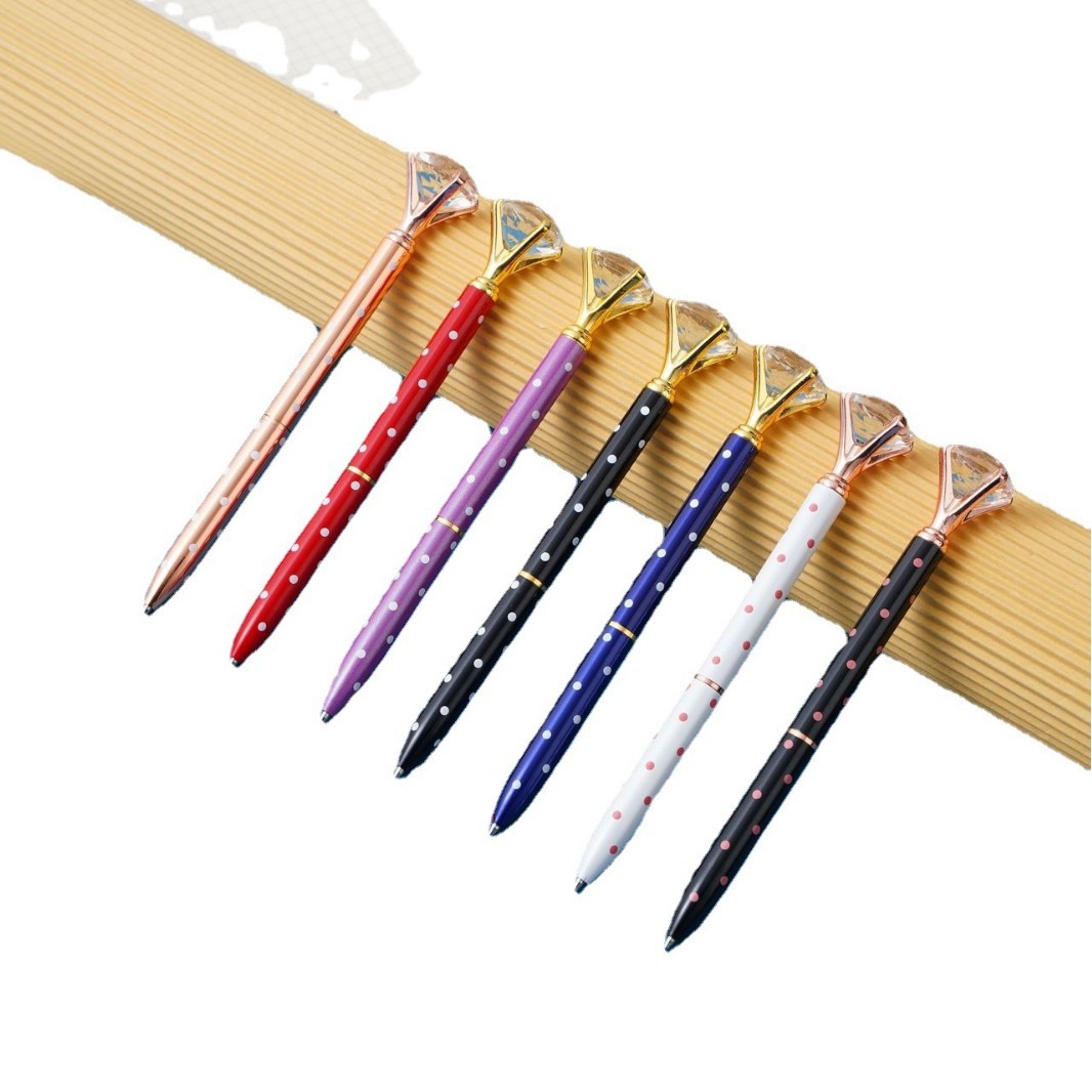 Fábrica al por mayor multicolor en stock bolígrafo de diamantes ins estilo Oficina pluma de metal Logotipo de impresión
