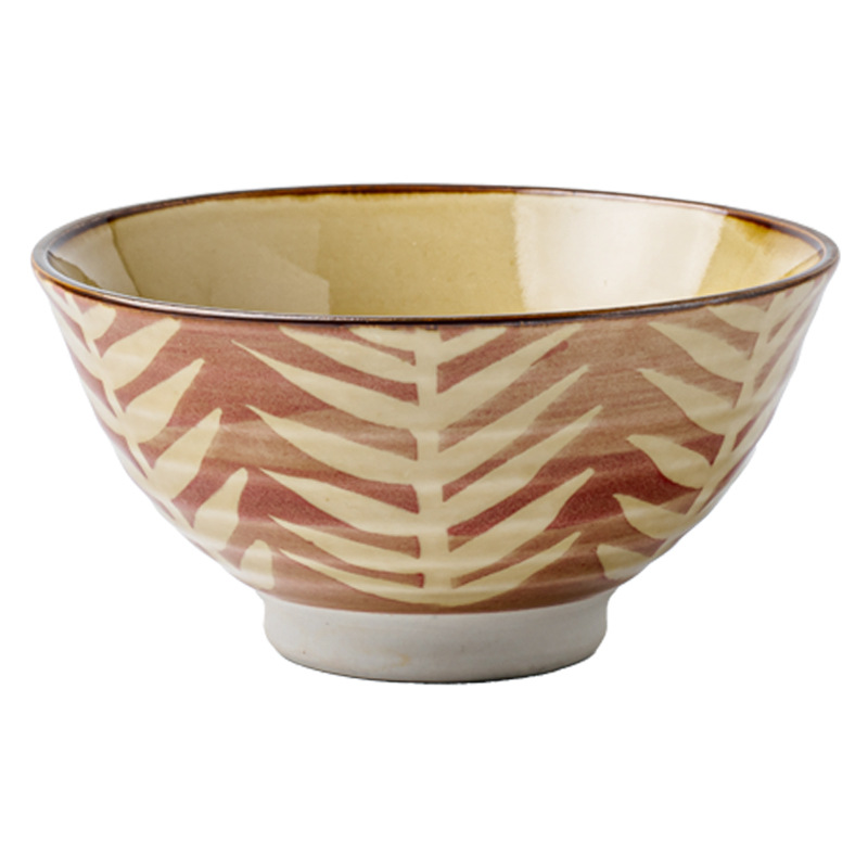 Olvídate de la preocupación de la hierba tazón de cerámica de arroz de pies altos tazón de arroz de estilo japonés tazón de mesa tazón de comida de vacaciones felices en la casa tazón exportación transfronteriza