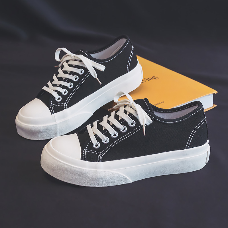 Zapatillas blancas lechosas de estilo preppy del todo-fósforo 2023 nuevo transpirable ligero lindo estilo japonés zapatos de Punta Grande zapatos de lona de suela gruesa image 3
