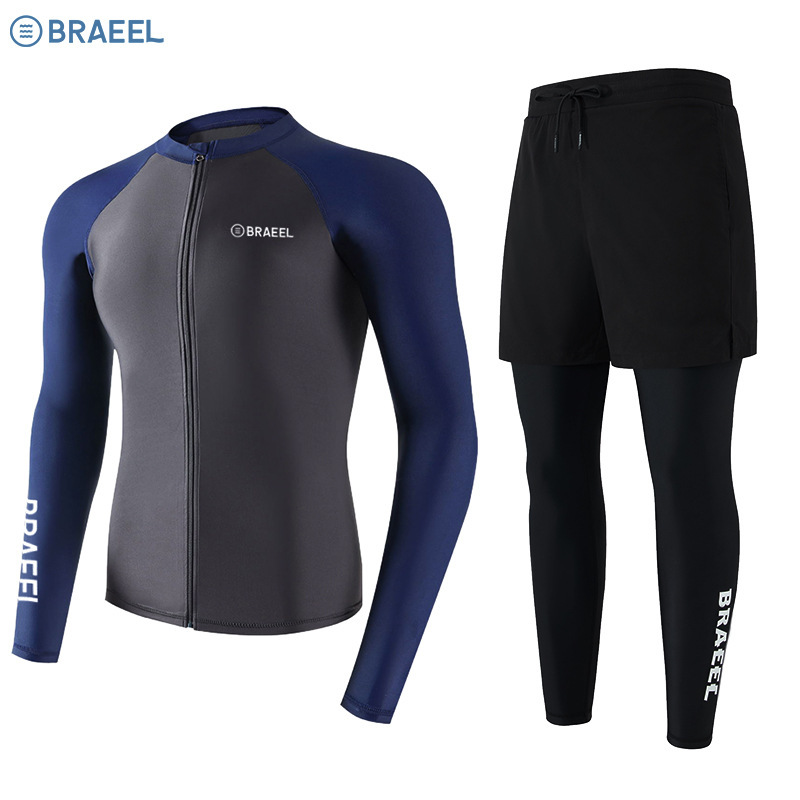Korean-style Split Diving Suit Men's Quick-drying Zipper Sunscreen Jellyfish Suit Long-sleeved Swimwear Surfer Suit Swimwear Suit
