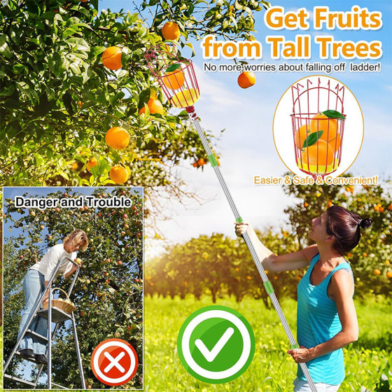 Fruit picker fruit picker artifact high altitude picking tool stainless steel high altitude fruit picker fruit picking tool