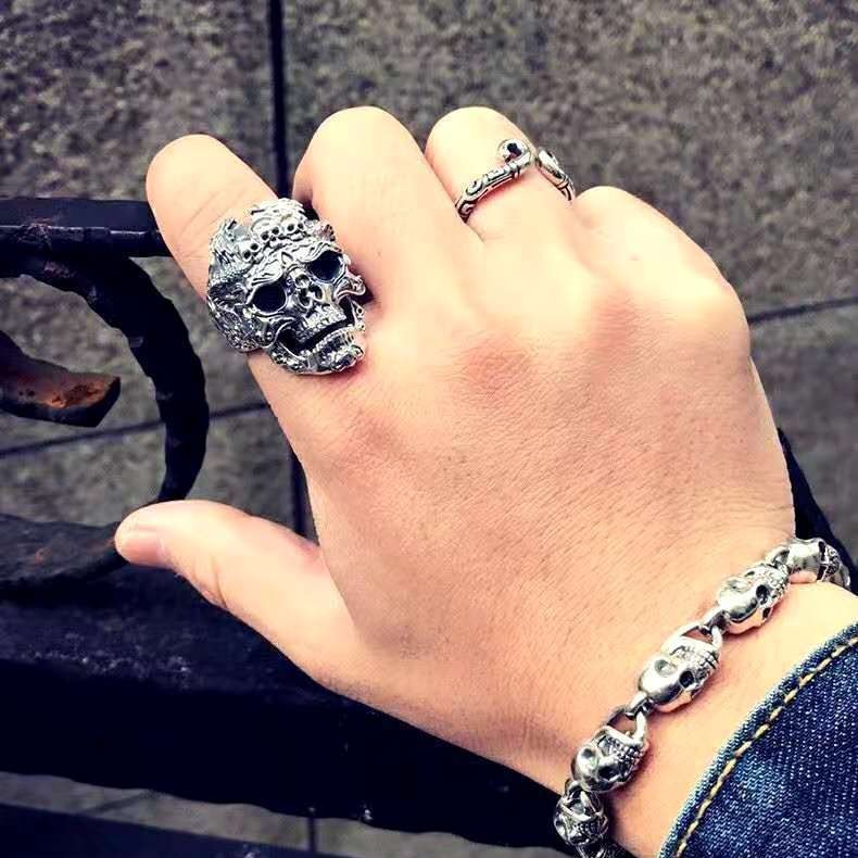 Cross-Border Wish Hot Selling Jewelry Skull Ring Men's Rock Gothic Punk Jewelry Ring Men's Gift