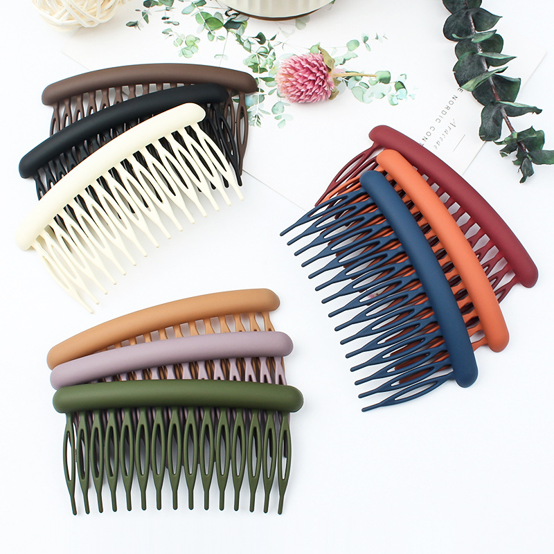 Simple Fresh Round 15 Tooth Comb Hairpin Girls Versatile Anti-Slip Fixed Hair Comb Internet Famous Same Style Bangs Insert Comb 