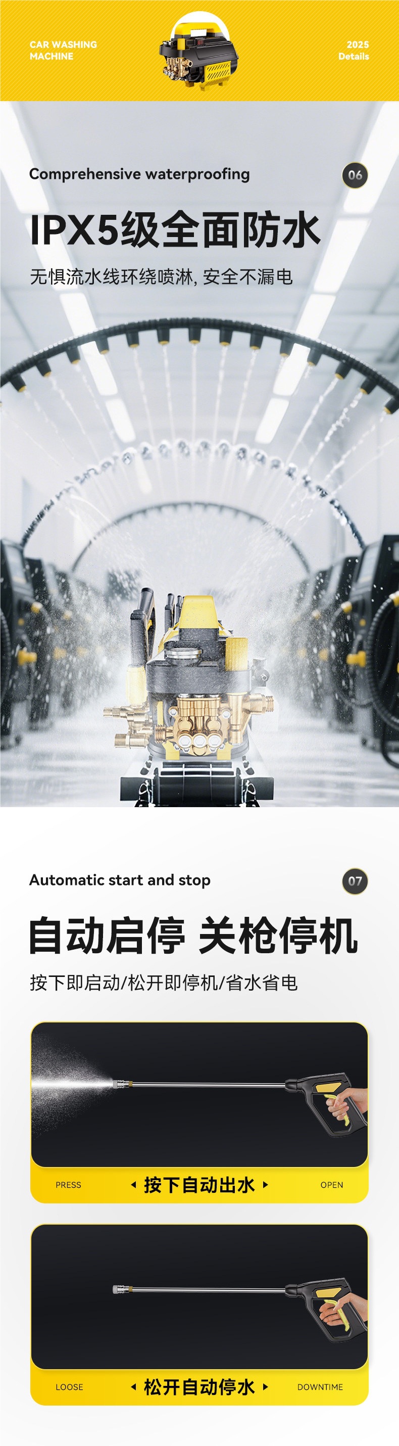 Car Washing Machine High-Pressure Water Gun for Home Use 220V Car Washing Tool Powerful Floor Cleaning Booster Pump High-Power Air Conditioner Cleaning