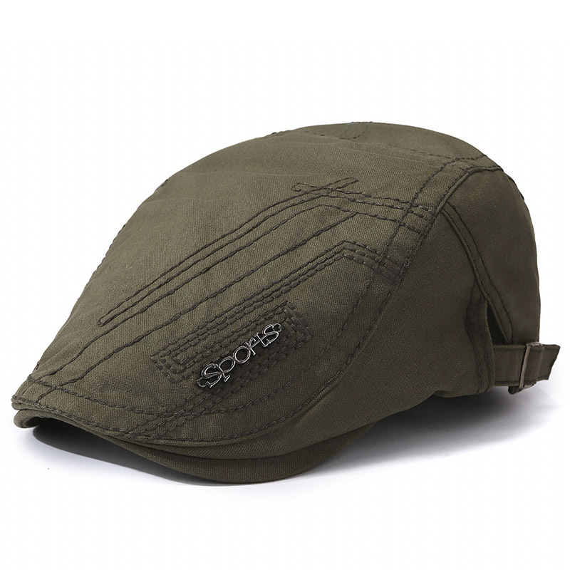 Printemps Automne Polyvalent Avant Hommes et Femmes Métal Alphabet Décoration Mode Langue de Canard Tempérament Littéraire_voghion.com