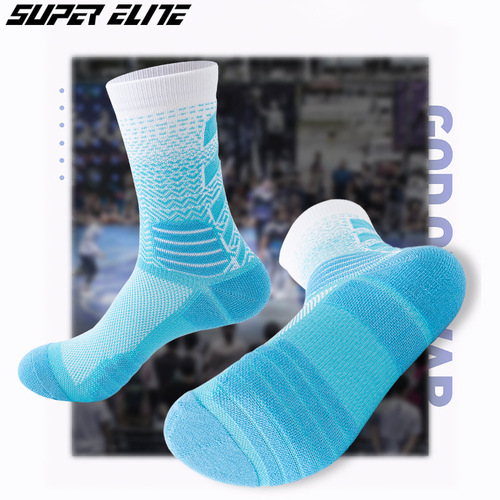  Gradient High Top Court Elite Socks Thickened Competition Comprehensive Practical Sports Socks Professional Basketball Socks Dropshipping