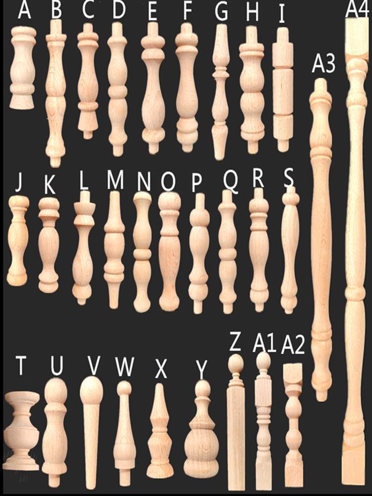 榉木实木廊桥圆柱小葫芦柱酒柜橱柜罗马柱小元宝柱 实木柱子围栏