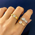 不锈钢戒指欧美跨境新款时尚个性卡家四爪单钻螺丝印情侣对戒指环