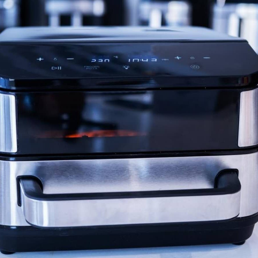 Kavass Cross-Border Household 4L Capacity Electric Pizza Pan with Visible Upper and Lower Heating Smokeless Electric Grill Air Fryer