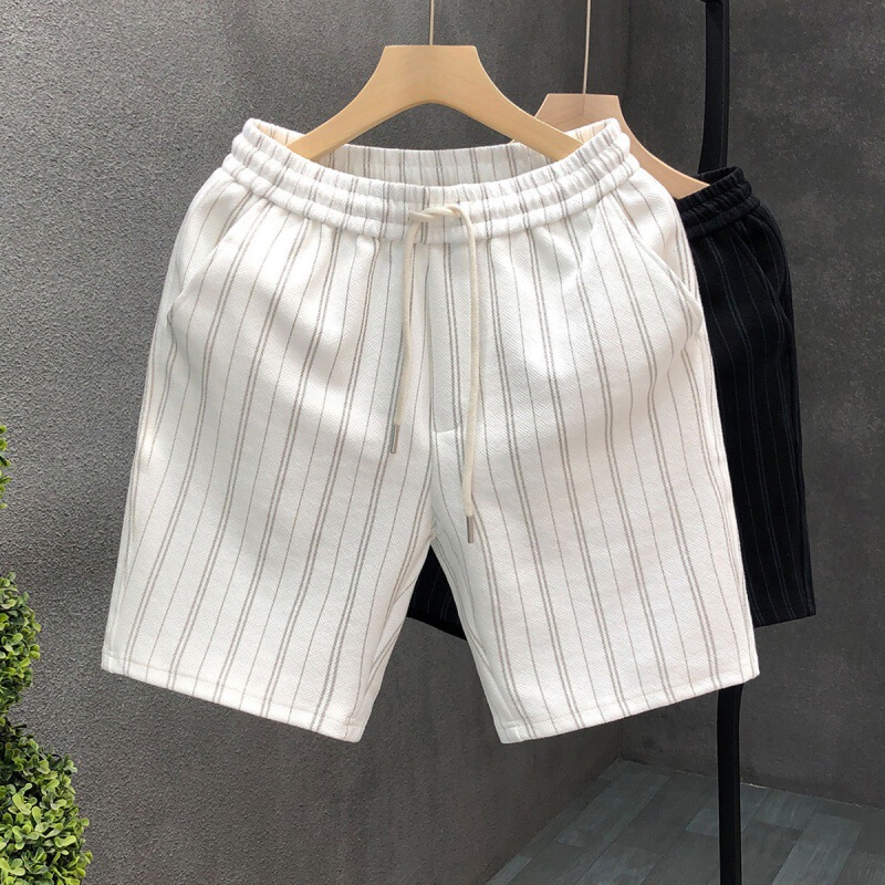 Cross-Border Summer New Style White Striped Casual Shorts for Men, Lightweight and Versatile, Suitable for Outdoor Wear, Men's Summer Shorts