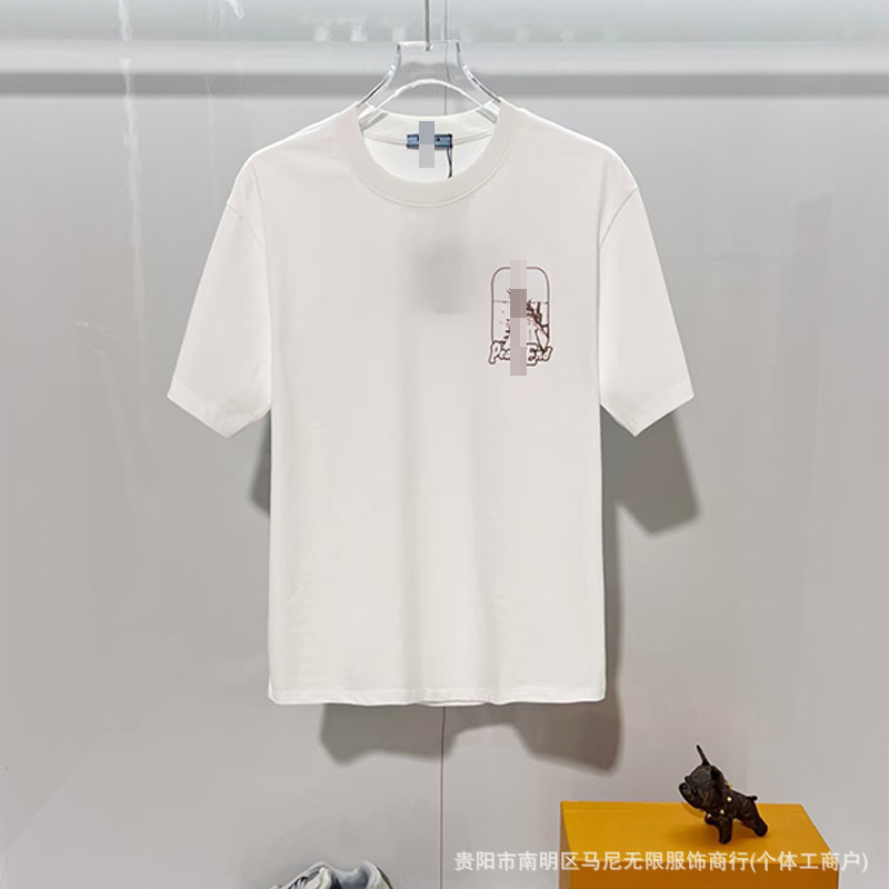 High-Quality Triangular Cross-Border Luxury Trendy Printed Short-Sleeve Fashion Brand Export Crew Neck Loose T-Shirt Ins