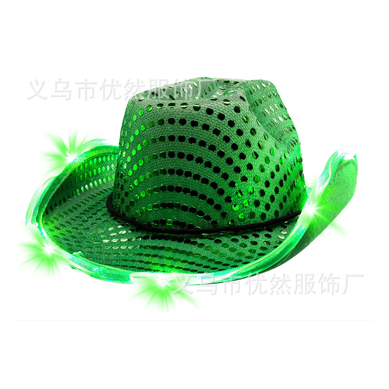 Green cowboy hat with light
