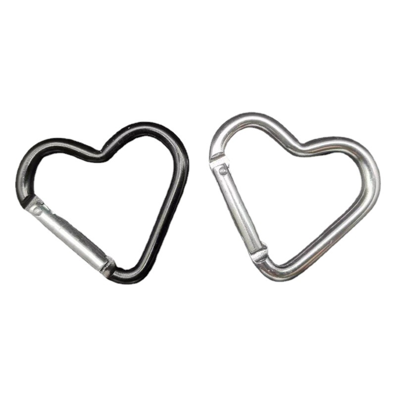Amor mosquetón 44*40mm calidad colgando hebilla mochila hebilla en forma de corazón hervidor hebilla de aleación de aluminio mosquetón