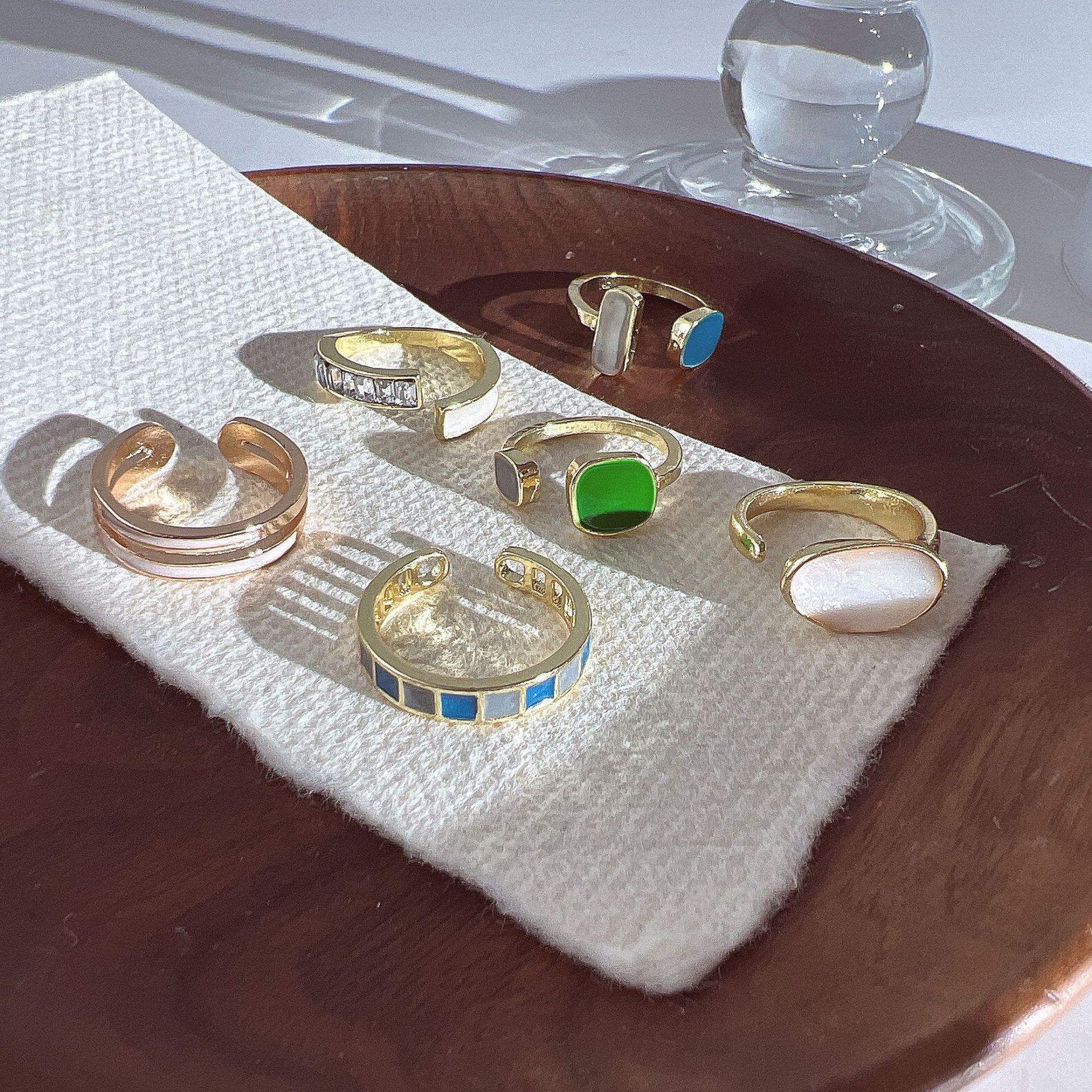 Minimalist Emerald Ring For Women Adjustable Gold Plated Design_voghion.com