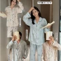 翻领秋季男女条纹家居服