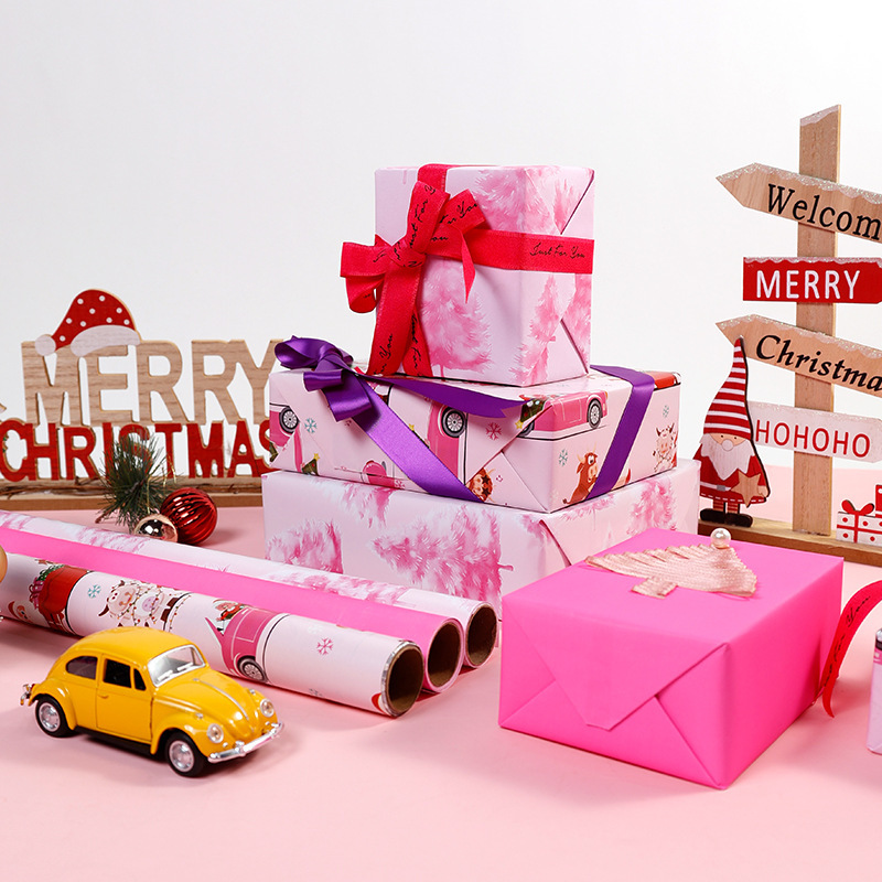 アマゾンで人気の大きなサイズ43CM3Mロール状ピンク系DIYクリスマス誕生日プレゼント包装紙|undefined