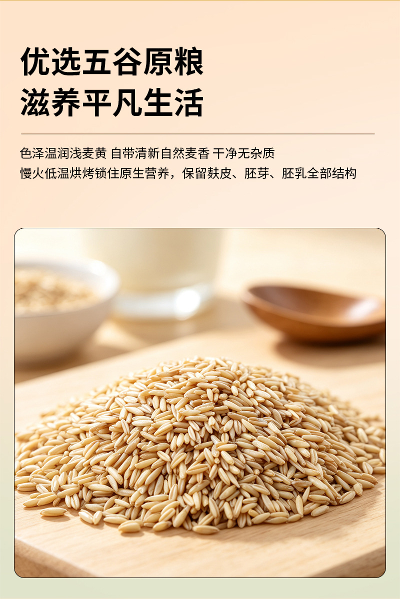 Cooked Oat Groats 500g Low Temperature Roasted Whole Grain for Porridge and Milling specifications