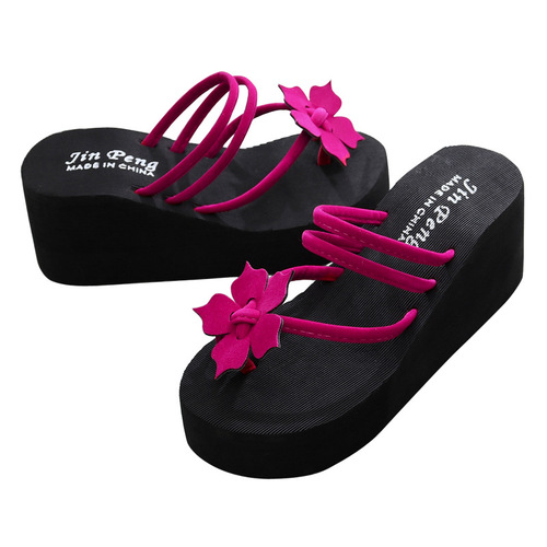 High-Heeled Slippers for Women, Thick Soles with Non-Slip Design, Herringbone Sandals for Women, Summer Beach Slippers for Women, Outerwear, Fashionable and Versatile, Korean Style