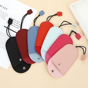 Clearance Covered Key Bag with Lid Leather Car Key Storage Bag Snap-On Compact Portable Key Bag