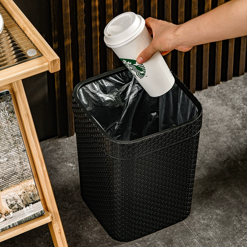 Plastic garbage can for living room, durable storage system