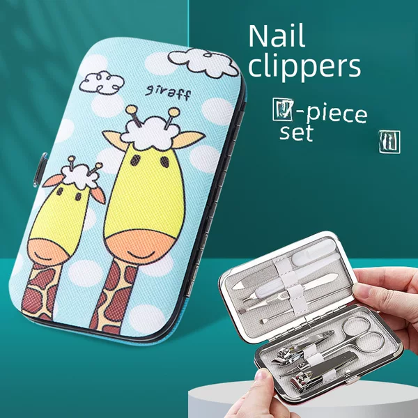 Cartoon nail clippers 7-piece set household stainless steel ear spoon nail clippers manicure tools pedicure nail clippers tool kit