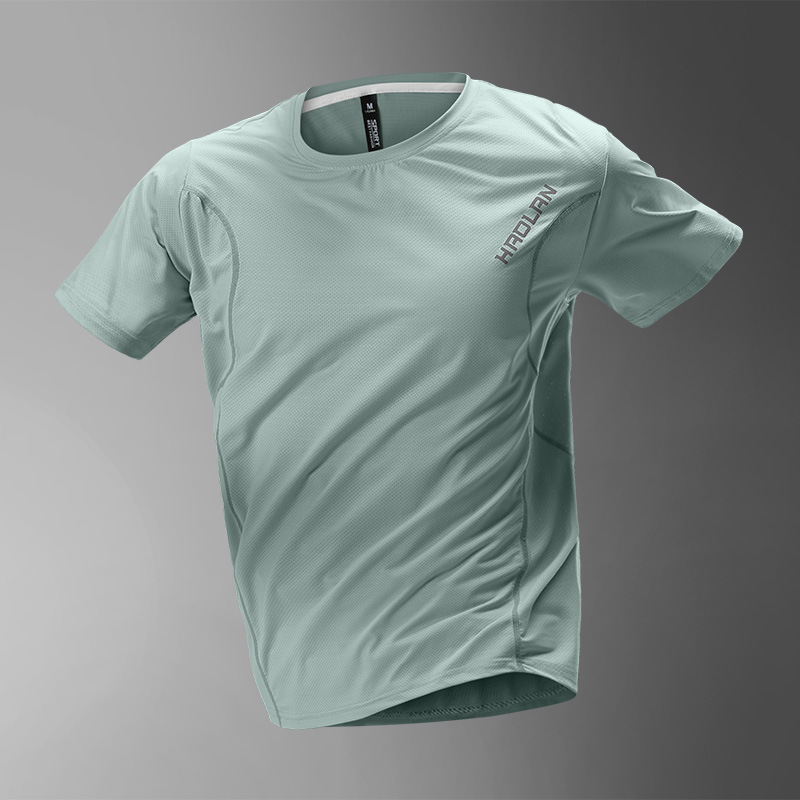 Camiseta deportiva para hombres delgada seda de hielo transpirable de verano secado rápido ropa de entrenamiento de correr de manga corta camiseta deportiva suelta