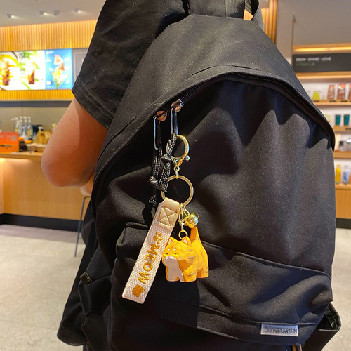 Baimao original resin wood carving cat standing keychain female cute creative exquisite doll key chain bag pendant