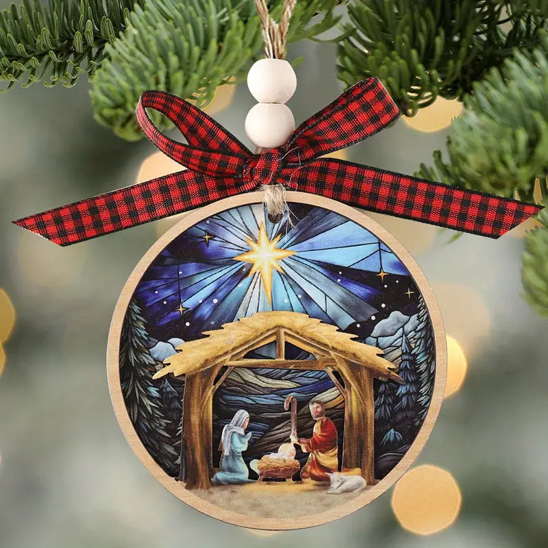 2025年越境新築祝いギフト クリスマス 母の日 バレンタインデー 装飾品 玄関用丸型木製吊り飾り|undefined