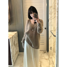 FOX ROOM 慵懒风宽松马海毛针织衫2026春新款毛织V领长袖上衣Y265