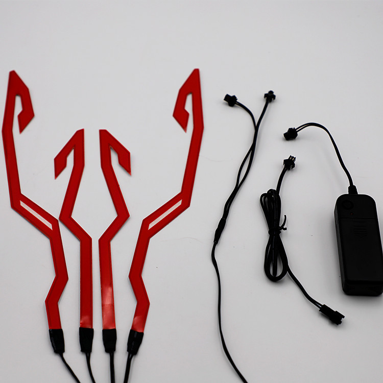 Casco de motocicleta, tira luminosa, tira luminosa de locomotora, casco rojo, tira luminosa, tira de luz, soporte, batería de luz de cuatro cascos