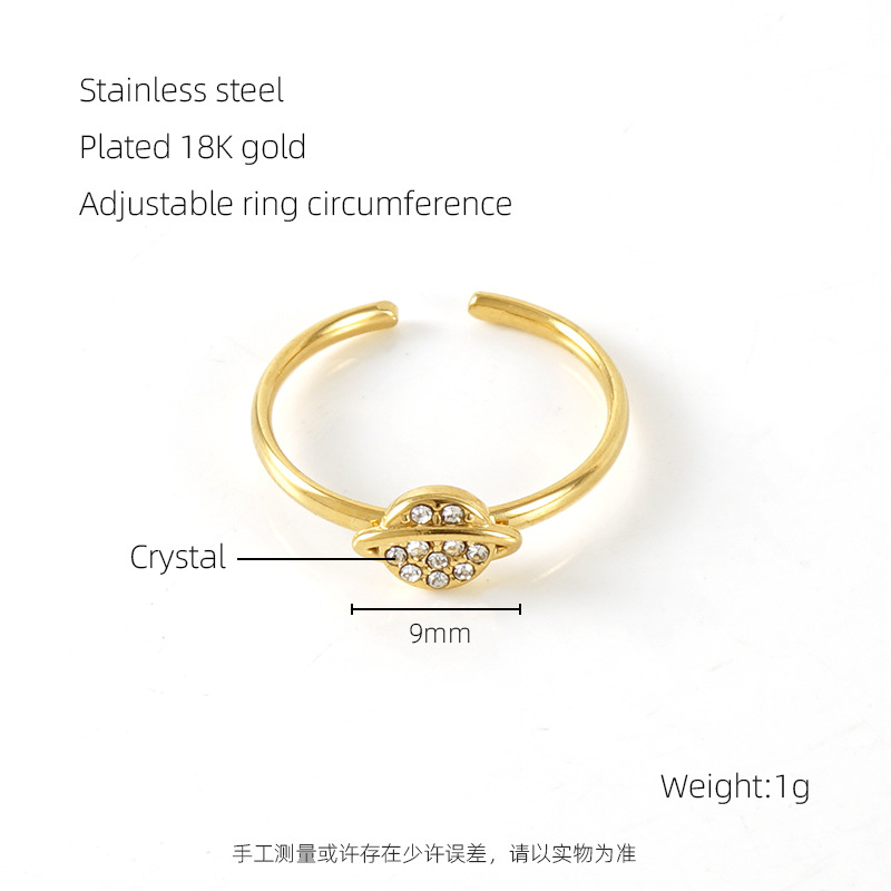 Moda nuevo anillo de diamante de acero inoxidable personalidad todo partido titanio acero 18K Luz de lujo en línea celebridad ins estilo anillo abierto