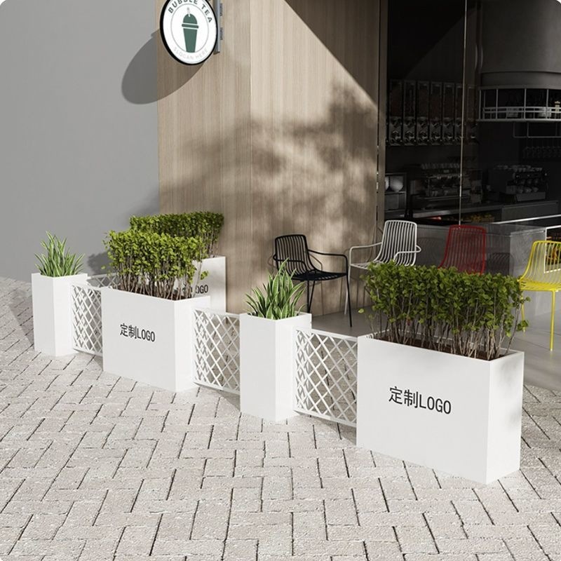 Iron flower box combination, courtyard flower stand, outdoor display, commercial street, sales office, plaza, new type of partition flower box