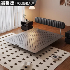 炭素鋼の超薄背もたれのベッドの頭の中の古風の懸濁ベッドの黒色の本皮のベッドの復古の小戸型の本皮のベッドの新型