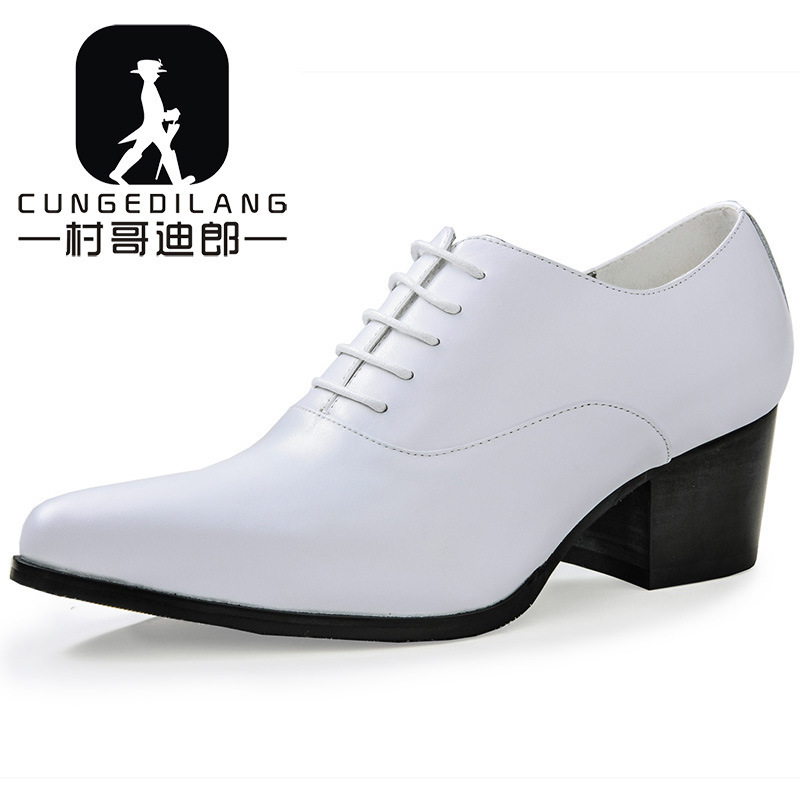 2022 Spring New Trendy Men's Pointed Toe Heightening British Style Business Formal Casual Leather Shoes Men's Genuine Leather Men's Shoes