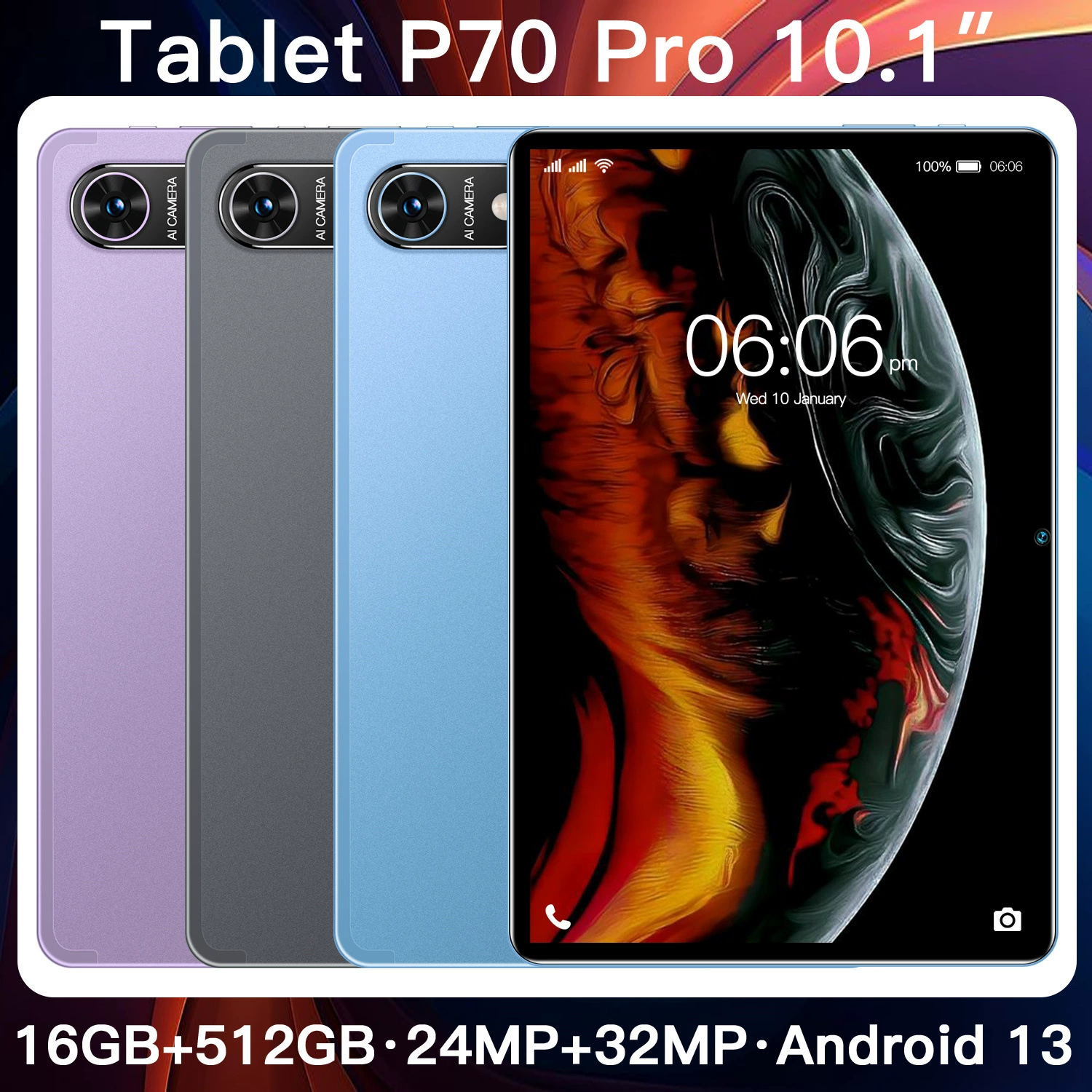 Планшет P70 Pro, 16+512 ГБ, Android, 10.1-дюймовый HD экран