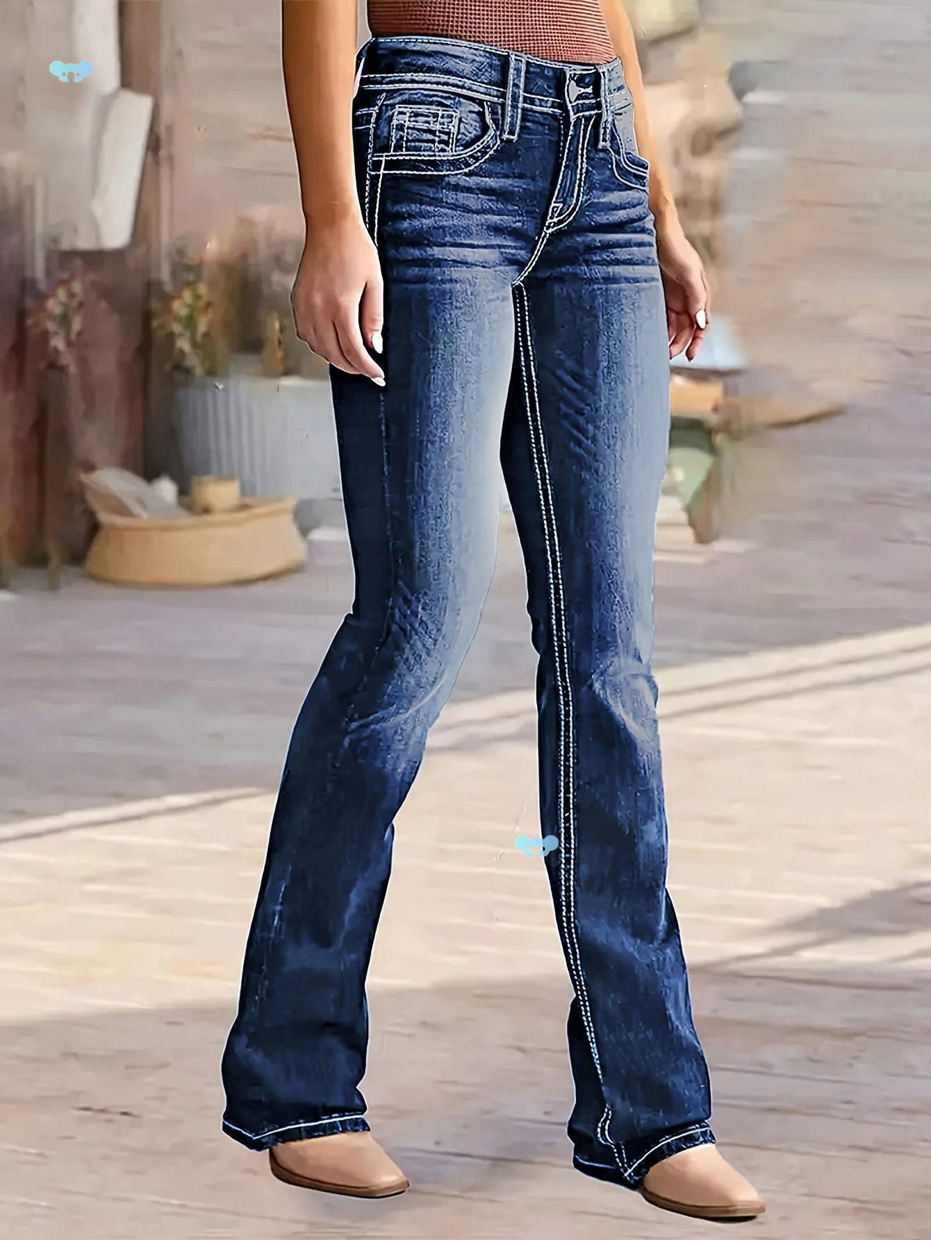 Темно-синие джинсы, эластичные брюки с высокой талией, подходящие для женщин