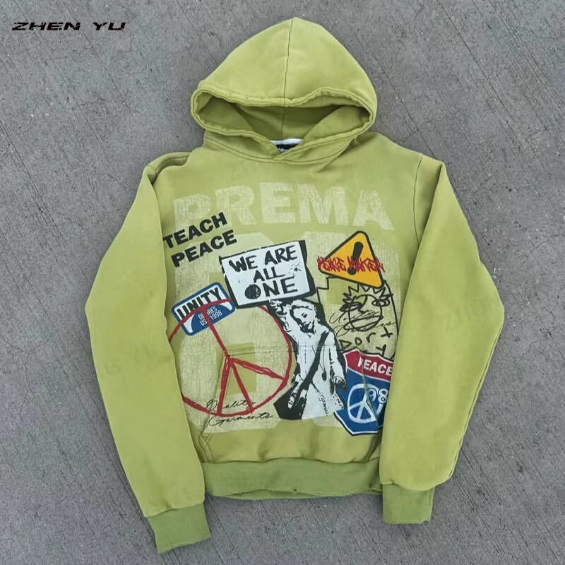 Cross-Border Clothing Y2K Square Oversized French Terry Pullover Acid-Washed Hoodie Winter Jacket for Men Cross-Border Clothing Y2K Square Oversized French Terry Pullover Acid-Washed Hoodie Winter Jacket for Men