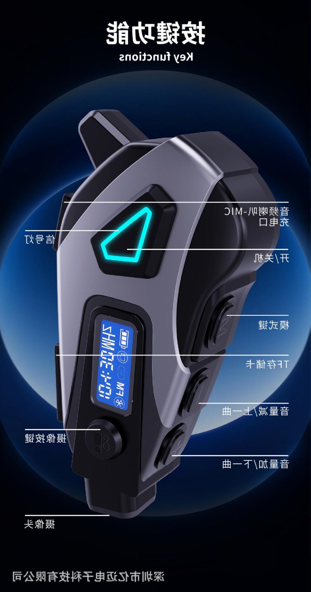 2025 popular helmet Bluetooth headset with DVR recording, FM radio, language assistant, noise reduction, waterproof, and long battery life