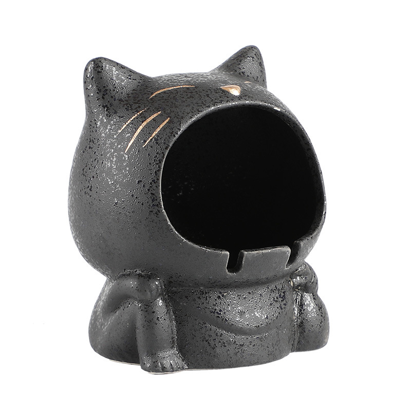 Ceniciero de gato de dibujos animados encantador creativo de cerámica doméstica gran cigarrillo de moda personalidad de automóvil a prueba de viento a prueba de cenizas volantes image 5