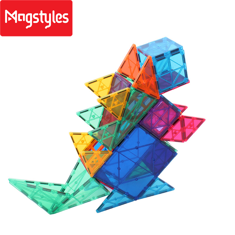 Bloques de construcción magnéticos coloridos para ventanas, juguetes educativos para niños, para el desarrollo intelectual, azulejos de construcción magnéticos, embalaje en caja de color en inglés, venta al por mayor.