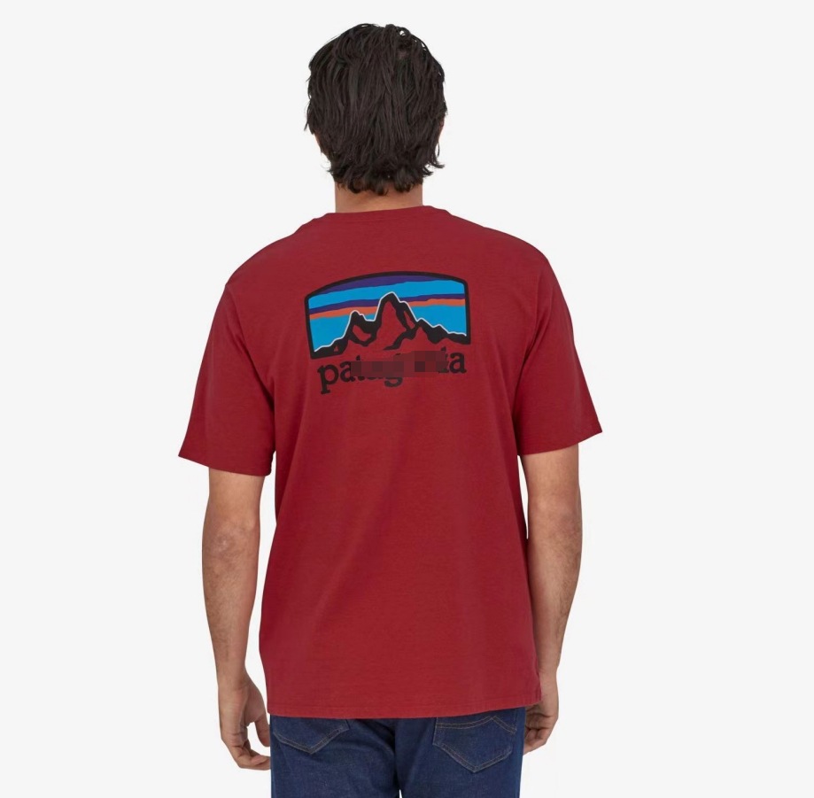 Comercio exterior verano montaña impresión casual suelta cuello redondo camiseta de manga corta hombres y mujeres parejas