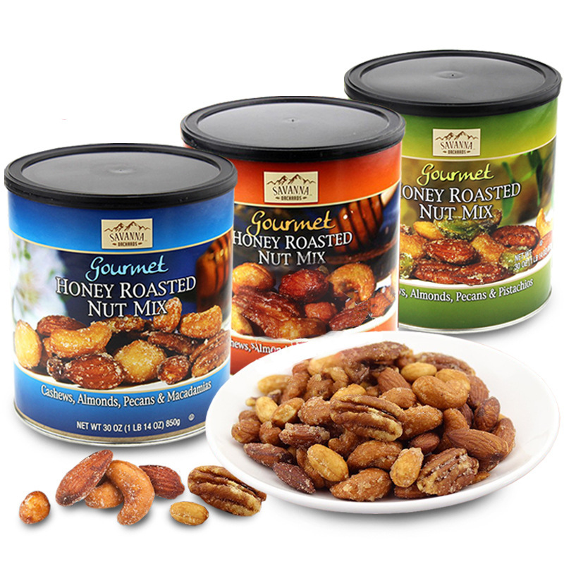 美国SAVANNA进口香烤蜂蜜味混合坚果干果零食果仁食品高档850g