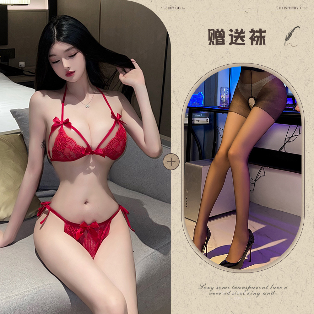 버건디 + 블랙 가랑이 없는 양말