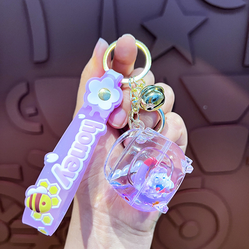 Creativo en la olla de arroz de aceite de la luna de orejas perros llaveros lindos dibujos animados pareja colgante garra máquina pequeños regalos al por mayor