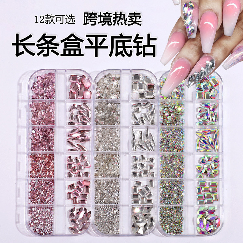 Cross-border Hot Nail Art Jewelry Glass Flat Bottom Diamond White AB Color Shaped Diamond Flash Love Water Drop Nail Rhinestone Cross-border Hot Nail Art Jewelry Glass Flat Bottom Diamond White AB Color Shaped Diamond Flash Love Water Drop Nail Rhinestone