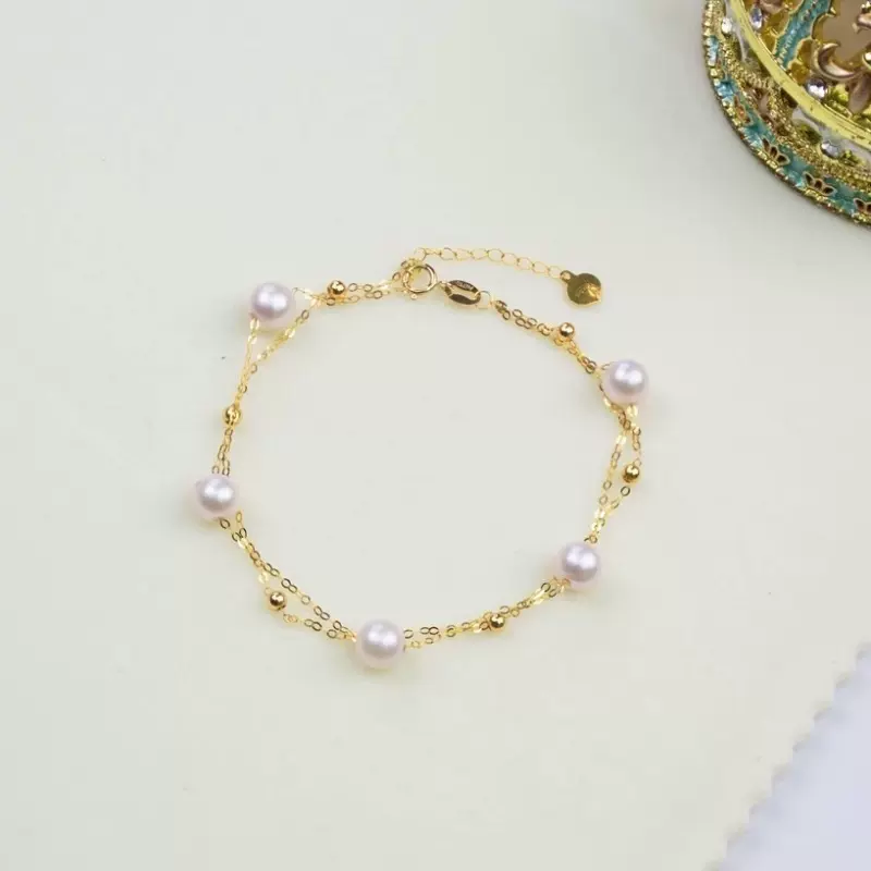 18K金满天星双层手链AU750彩金 ins手链简约百搭手饰水贝珠宝批发