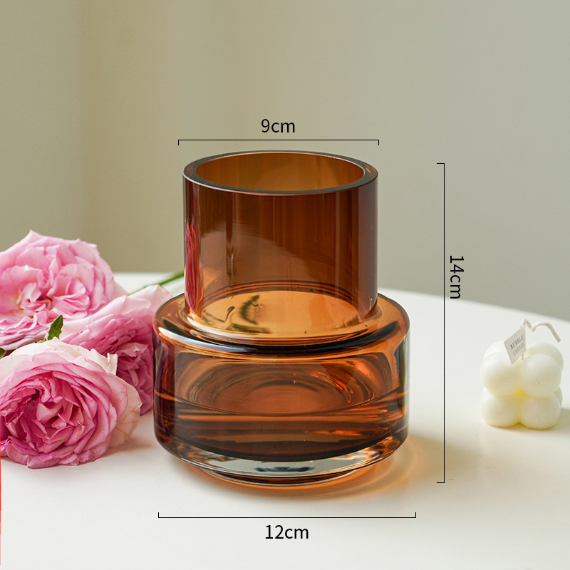 Vaso de viento de lujo ligero diseño floral de vidrio decorativo de mesa de la sala de estar