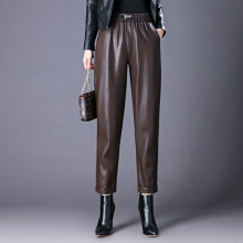 品牌高档绵羊皮哈伦裤时尚奢华女皮裤高腰休闲海宁机车真皮直筒裤