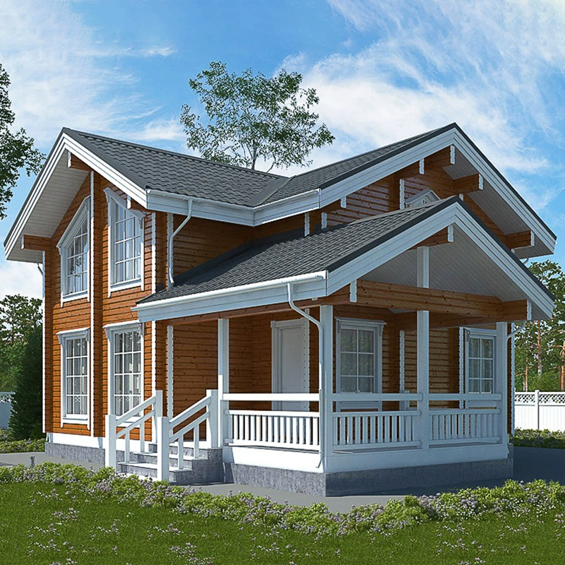 Двухэтажный деревянный дом-вилла из массива дерева, антикоррозийная обработка, для парка, в стиле фермерского дома, сборная конструкция.