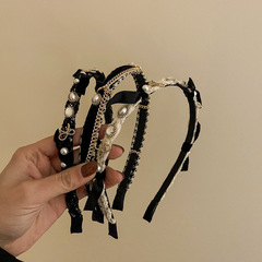 Retro Forest Series Velvet Headband with High-End Pearl Hair Pin, Versatile and Elegant Chain Hair Accessory for Autumn/Winter, Women's Facial Cleansing Headband